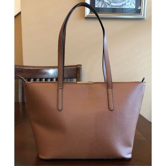 ALDO - EUC Brown Faux Leather Zippered-Top Shoulder Tote. Tailored & Structured - Picture 5 of 14